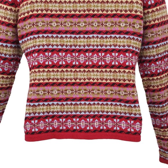 Vintage Harolds Nordic Cardigan Sweater Womens Size S Faux Fur Attached Collar - Picture 8 of 14